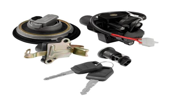 Deutsche Ignition Lock Kit for Hero Glamour 125 (Set Of 4) Consisting of Ignition Cum Steering Lock, Petrol Tank Lock, Tool Box Lock & Seat Lock (2 Wire)
